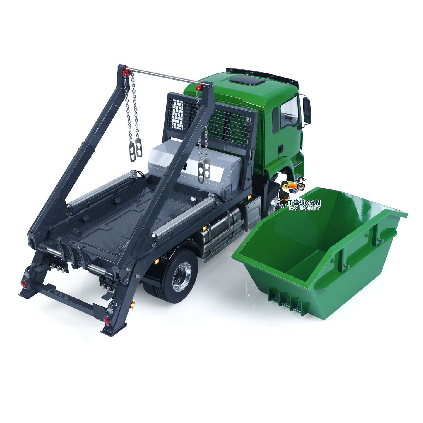 LESU Z0068 1/14 Metal 4x4 Hydraulic Swing Arm Garbage Vehicle 3 Speed Transmission Lock Differential Axles for Backyard Fun