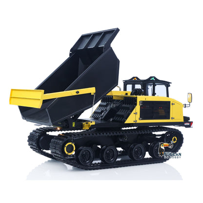 Upgraded Super Frog T14R Panther 1/14 Remote Control Hydraulic Crawler Dumper RC Metal Tracked Tipper Truck Frsky X14 Radio