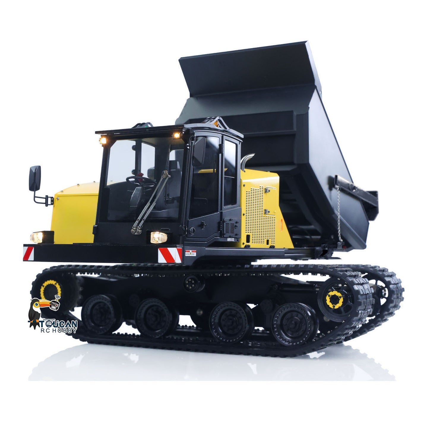 Upgraded Super Frog T14R Panther 1/14 Remote Control Hydraulic Crawler Dumper RC Metal Tracked Tipper Truck Frsky X14 Radio