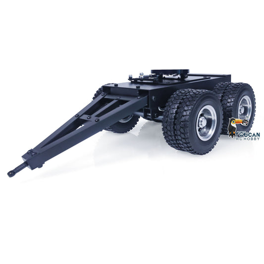 RC 2 Axles Trailer with Traction Fifth-wheel for 1/14 Tamiya Remote Controlled Truck LESU Car Parts Hobby Model