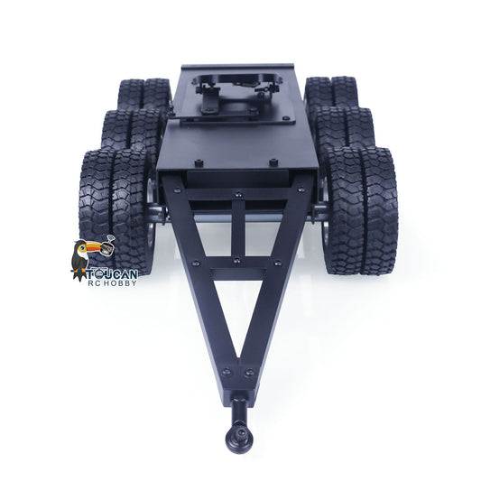 Metal 3 Axles Trailer with Fifth-wheel Traction for 1/14 RC Tractor Truck Lorry Car Hydraulic Dumper Loader Model Vehicles