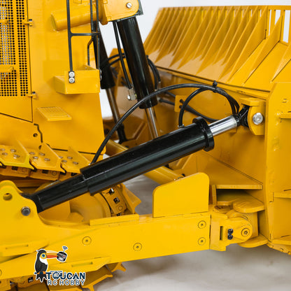 TOUCAN RC HOBBY D11T 1/10 Metal RC Hydraulic Bulldozer PNP 5-Way Valve Dual Pump 3 Rear Plows PL18EV Controller Smoke Light Sound for Model Collectors