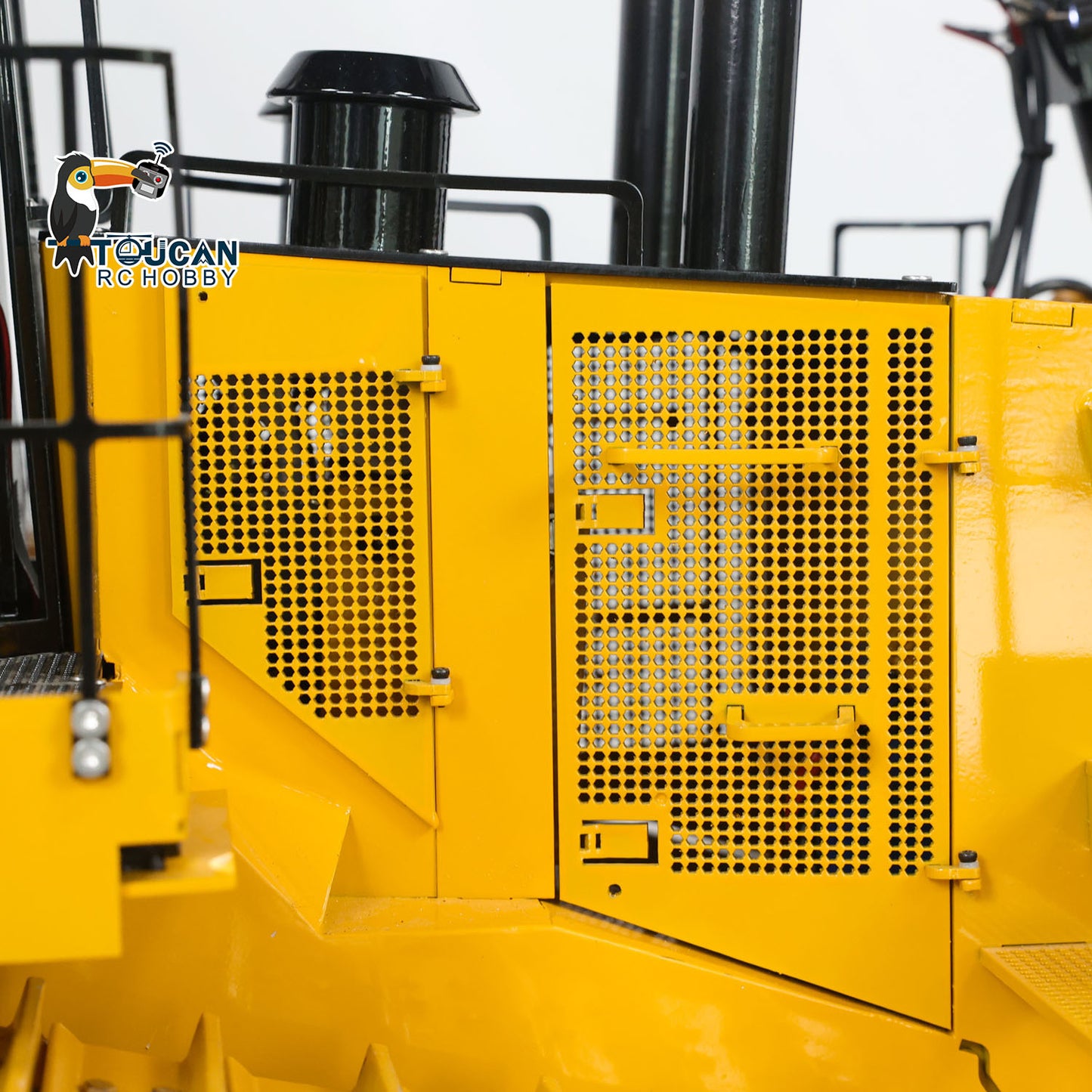 TOUCAN RC HOBBY D11T 1/10 Metal RC Hydraulic Bulldozer PNP 5-Way Valve Dual Pump 3 Rear Plows PL18EV Controller Smoke Light Sound for Model Collectors