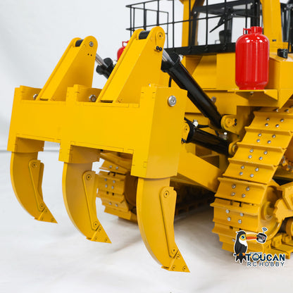 TOUCAN RC HOBBY D11T 1/10 Metal RC Hydraulic Bulldozer PNP 5-Way Valve Dual Pump 3 Rear Plows PL18EV Controller Smoke Light Sound for Model Collectors