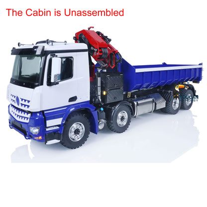 LESU Z0017 1/14 Metal Hydraulic 8x8 RC Dump Truck with Crane 2 Transmission Differential Axles Brushless ESC Sound Light System