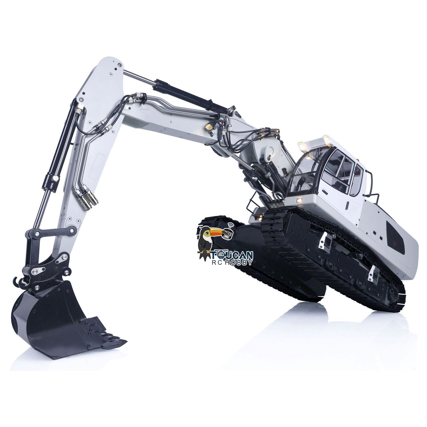 TOUCAN RC HOBBY MTModel 946-3 1/14 Metal RC Hydraulic Excavator Grab Ripper 6-Way Valve Manual Bucket Coupler LCD Screen for Digger Collector