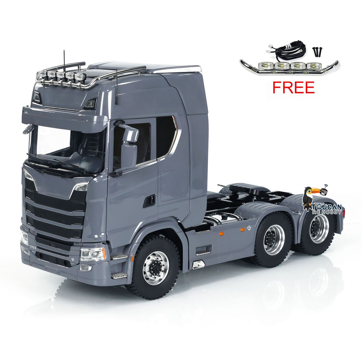 TOUCAN RC HOBBY MD 1/14 6x6 Metal RC Tractor Truck 770S Remote Control Car Model 2 Speed Transmission Metal Chassis FlySky ST8  CNC Differential Lock Axles Sound Light Motor Servo ESC