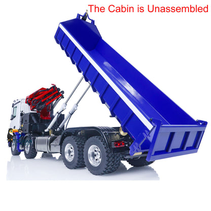 LESU Z0017 1/14 Metal Hydraulic 8x8 RC Dump Truck with Crane 2 Transmission Differential Axles Brushless ESC Sound Light System
