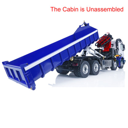 LESU Z0017 1/14 Metal Hydraulic 8x8 RC Dump Truck with Crane 2 Transmission Differential Axles Brushless ESC Sound Light System