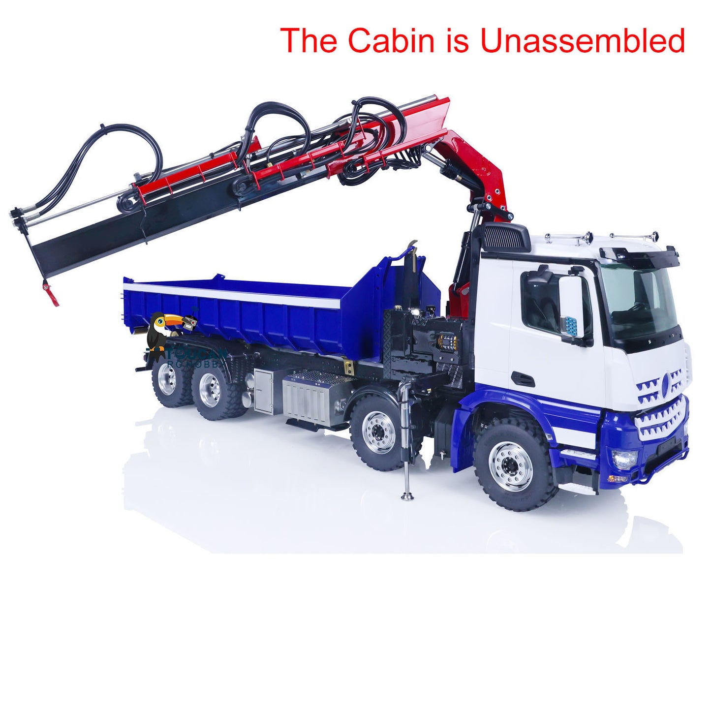 LESU Z0017 1/14 Metal Hydraulic 8x8 RC Dump Truck with Crane 2 Transmission Differential Axles Brushless ESC Sound Light System