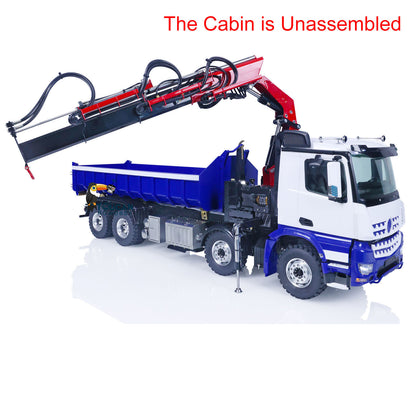LESU Z0017 1/14 Metal Hydraulic 8x8 RC Dump Truck with Crane 2 Transmission Differential Axles Brushless ESC Sound Light System