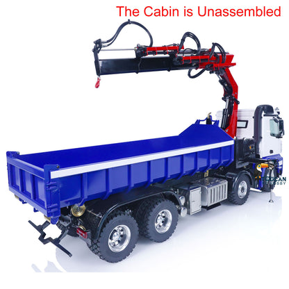 LESU Z0017 1/14 Metal Hydraulic 8x8 RC Dump Truck with Crane 2 Transmission Differential Axles Brushless ESC Sound Light System