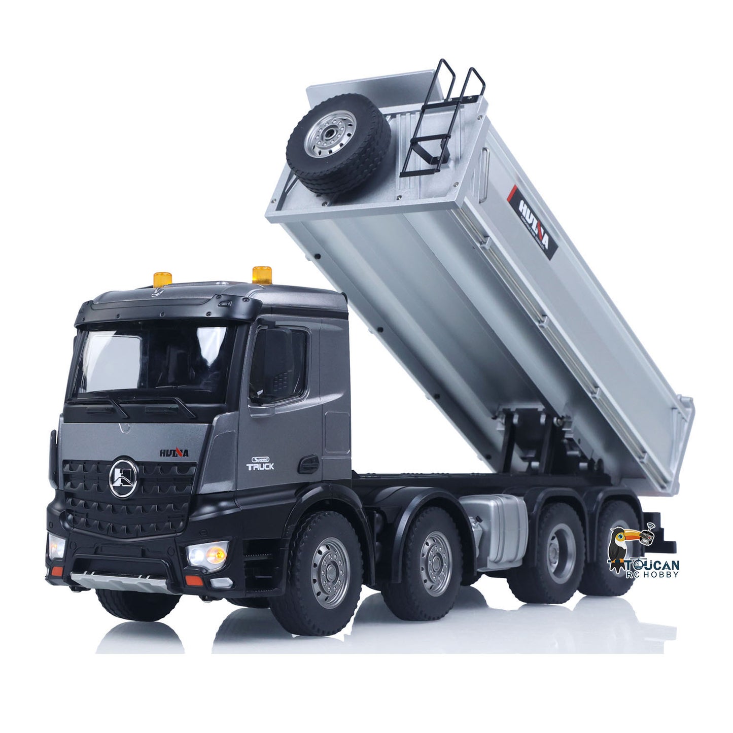 US Stock HUINA 1/14 Remote Control Dump Truck 12CH RC Tipper Finished Model Toy Gift RTR Light Sound Effects Radio USB Charging Cable