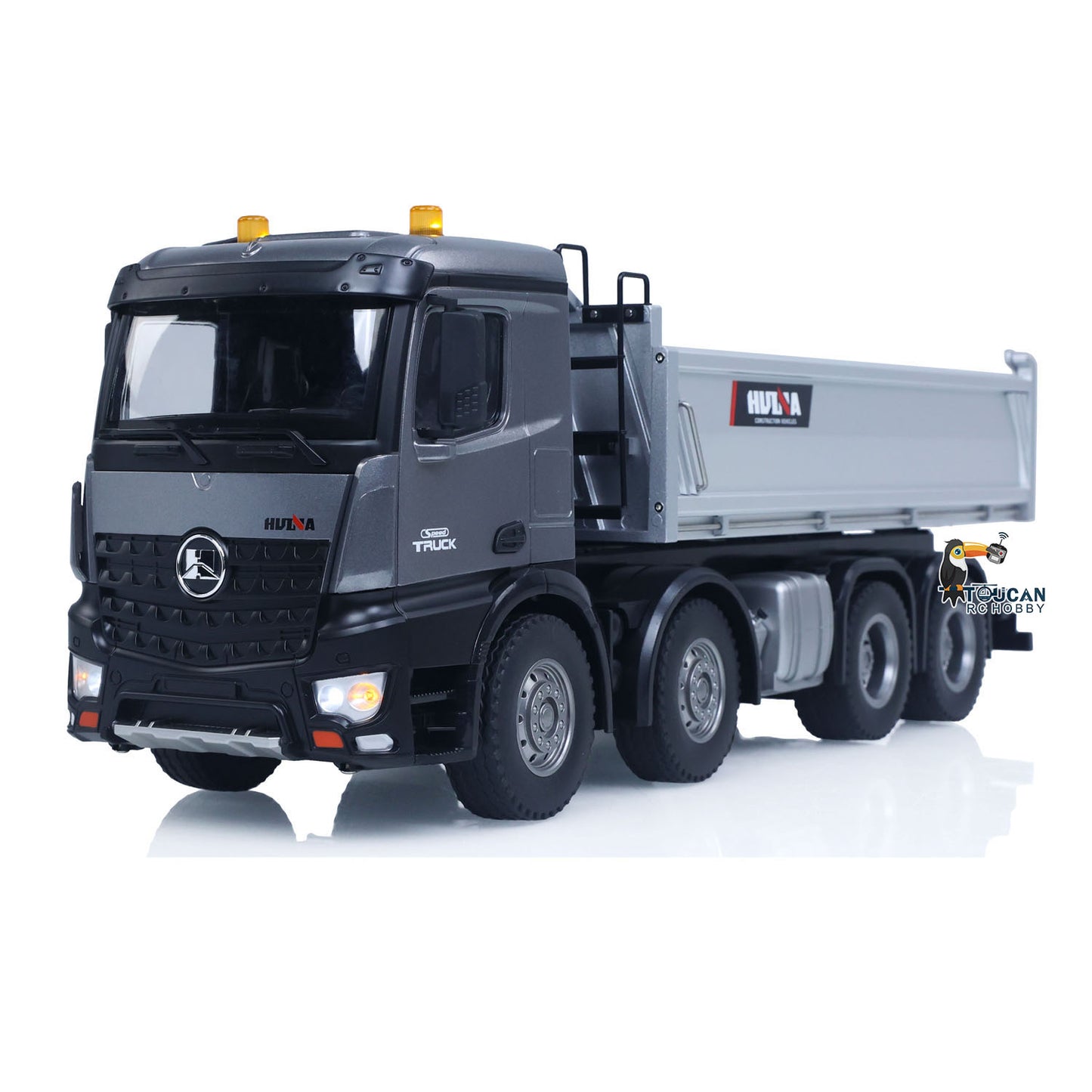 US Stock HUINA 1/14 Remote Control Dump Truck 12CH RC Tipper Finished Model Toy Gift RTR Light Sound Effects Radio USB Charging Cable