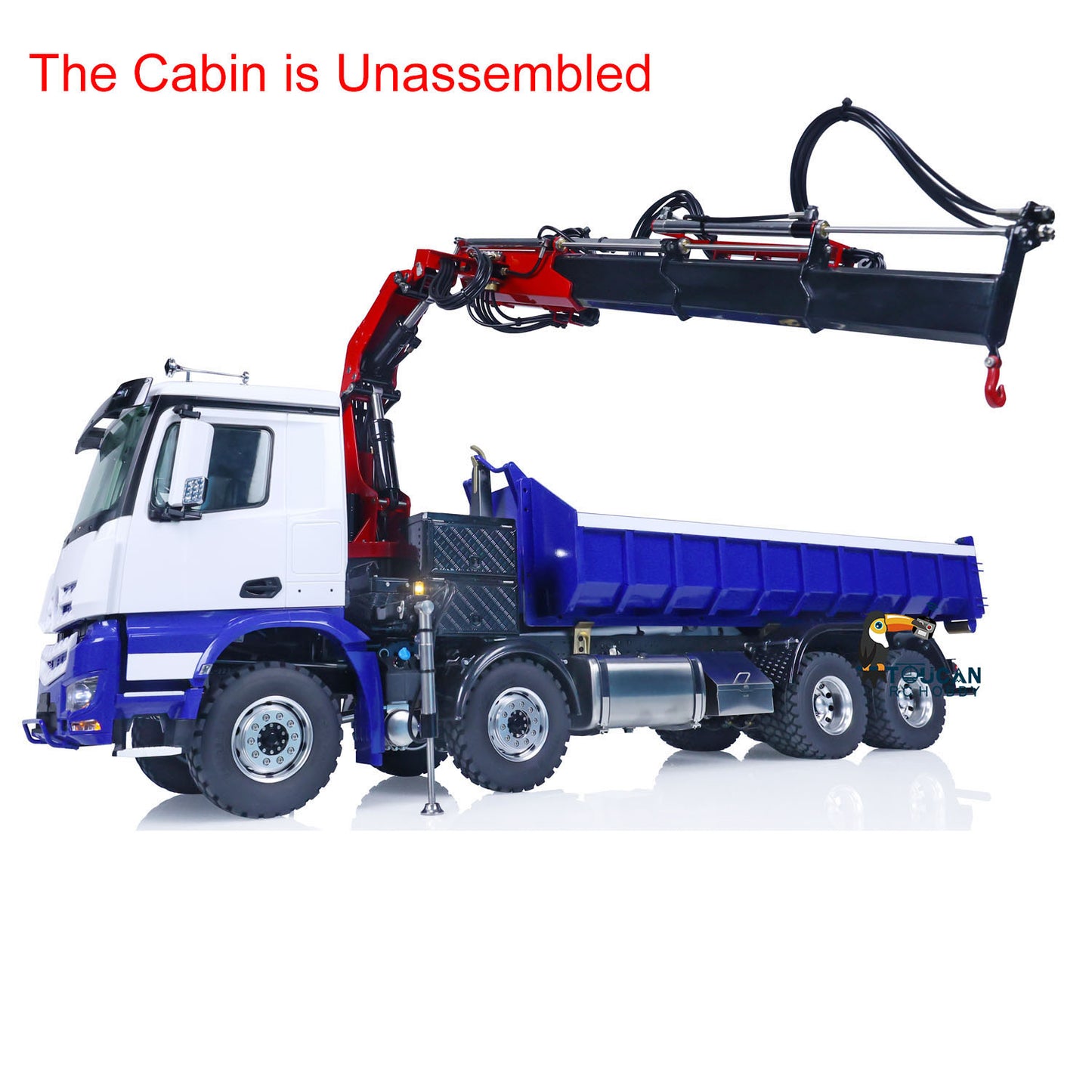 LESU Z0017 1/14 Metal Hydraulic 8x8 RC Dump Truck with Crane 2 Transmission Differential Axles Brushless ESC Sound Light System