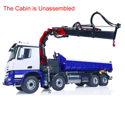 LESU Z0017 1/14 Metal Hydraulic 8x8 RC Dump Truck with Crane 2 Transmission Differential Axles Brushless ESC Sound Light System