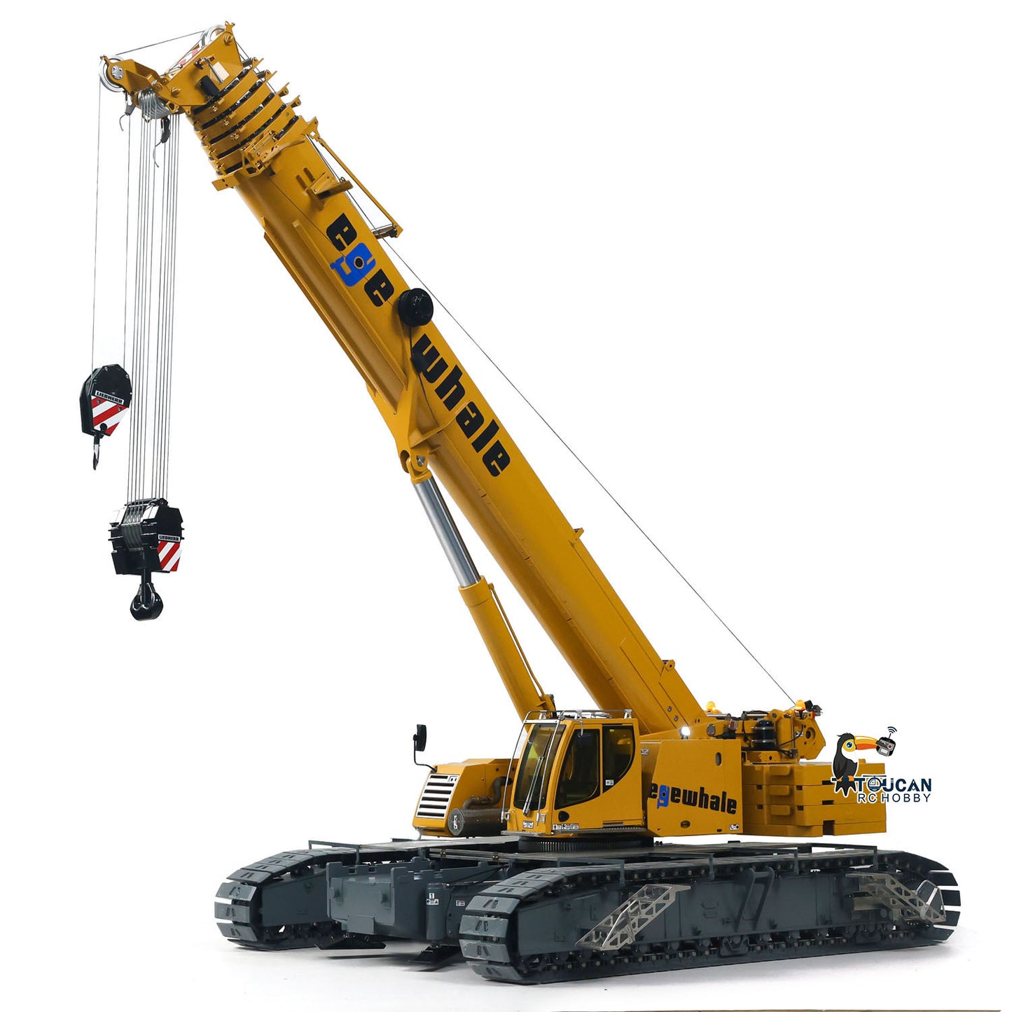 Eyewhale 1/14 Metal Remote Control Hydraulic Telescopic Crawler Crane Truck RC Hoist Model Brushless ESC Frsky Radio 5D Joystick