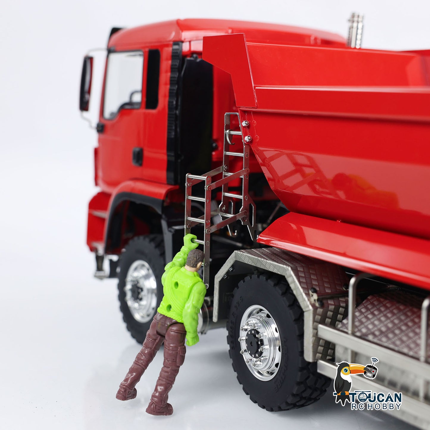 LESU 1/14 8x8 Metal Hydraulic RC Dump Truck Tipper 2 Speed Transmission Axles With Differential Lock FlySky I6S Remote Controller Sound Light System