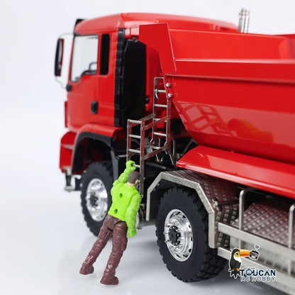 LESU 1/14 8x8 Metal Hydraulic RC Dump Truck Tipper 2 Speed Transmission Axles With Differential Lock FlySky I6S Remote Controller Sound Light System