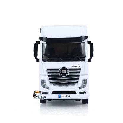 HUINA 9900 1/64 Plastic Remote Control Tractor Truck W/ 3Axle Plastic Semi Flatbed Trailer Lights Sound Effect Manual Support Legs