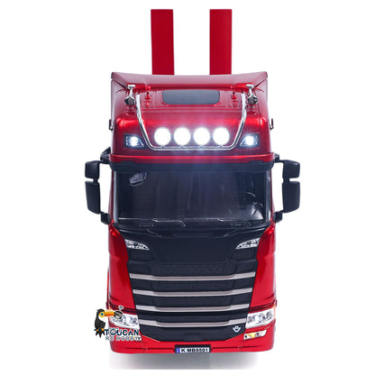 770S 1/18 Remote Control Tractor Truck 770S Electric Support Legs Tail Board 3Axle Plastic Semi Flatbed Trailer RTR Light System