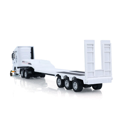 HUINA 9900 1/64 Plastic Remote Control Tractor Truck W/ 3Axle Plastic Semi Flatbed Trailer Lights Sound Effect Manual Support Legs
