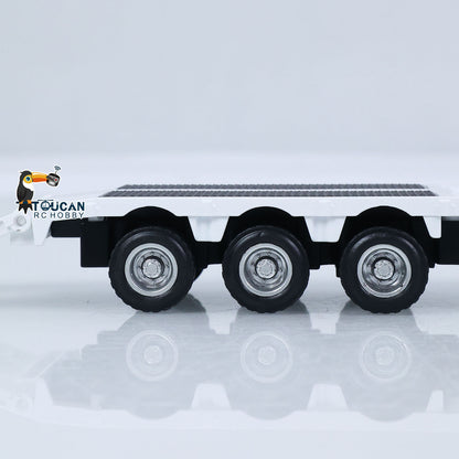 HUINA 9900 1/64 Plastic Remote Control Tractor Truck W/ 3Axle Plastic Semi Flatbed Trailer Lights Sound Effect Manual Support Legs