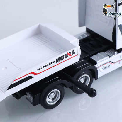 US Stock TOUCAN RC HOBBY RTR HUINA 9900 1/64 Remote Control Tractor Truck W/ 3Axle Plastic Semi Flatbed Trailer Lights Sound Effect Manual Support Legs