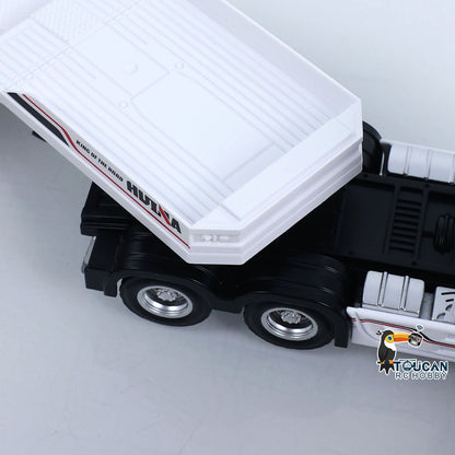 US Stock TOUCAN RC HOBBY RTR HUINA 9900 1/64 Remote Control Tractor Truck W/ 3Axle Plastic Semi Flatbed Trailer Lights Sound Effect Manual Support Legs