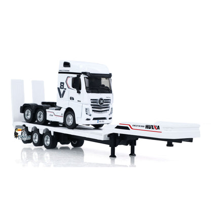 US Stock TOUCAN RC HOBBY RTR HUINA 9900 1/64 Remote Control Tractor Truck W/ 3Axle Plastic Semi Flatbed Trailer Lights Sound Effect Manual Support Legs