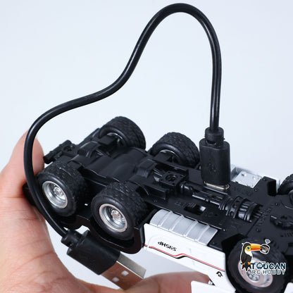 US Stock TOUCAN RC HOBBY RTR HUINA 9900 1/64 Remote Control Tractor Truck W/ 3Axle Plastic Semi Flatbed Trailer Lights Sound Effect Manual Support Legs
