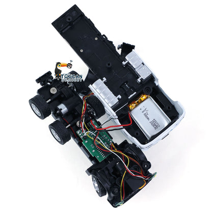 HUINA 9900 1/64 Plastic Remote Control Tractor Truck W/ 3Axle Plastic Semi Flatbed Trailer Lights Sound Effect Manual Support Legs