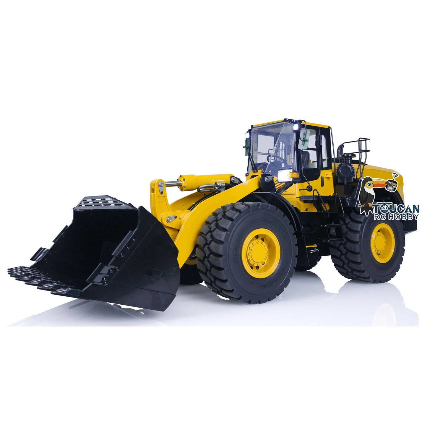 1/14 RC Metal Hydraulic Loader WA480 Electric Construction Heavy Machine Quick Coupler Fork Bucket Light Sound ST8 Radio Battery