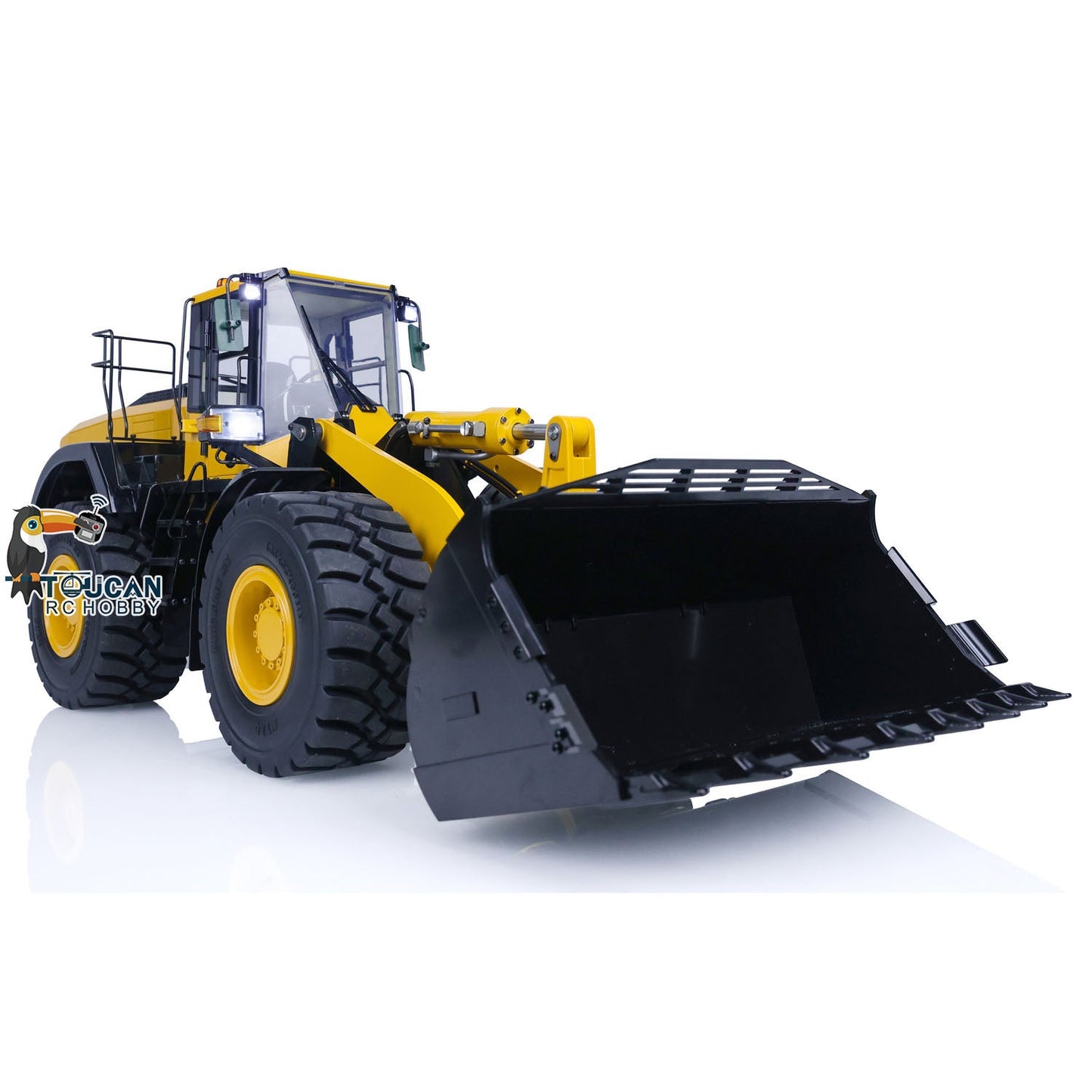 1/14 RC Metal Hydraulic Loader WA480 Electric Construction Heavy Machine Quick Coupler Fork Bucket Light Sound ST8 Radio Battery