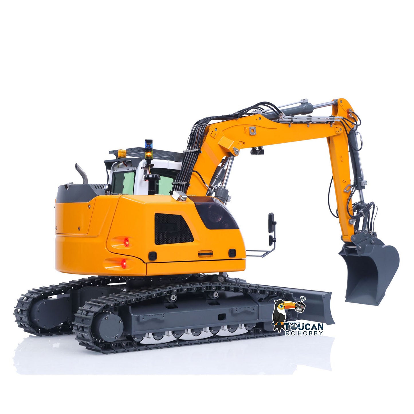 CUT Model LR914 PRO MAX 1/14 Metal RC Hydraulic Excavator RTR 8-Way Valve 3 Arm Digger PL18EV Lite Controller Quick Coupler Light Sound Brushless Drive Motor for Collectors