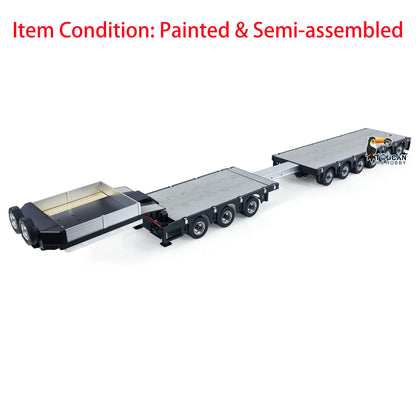 1/14 9 Axles Metal Trailer Extendible Trailers for RC Tractor Truck Remote Controlled Car Simulation Models LED Lights