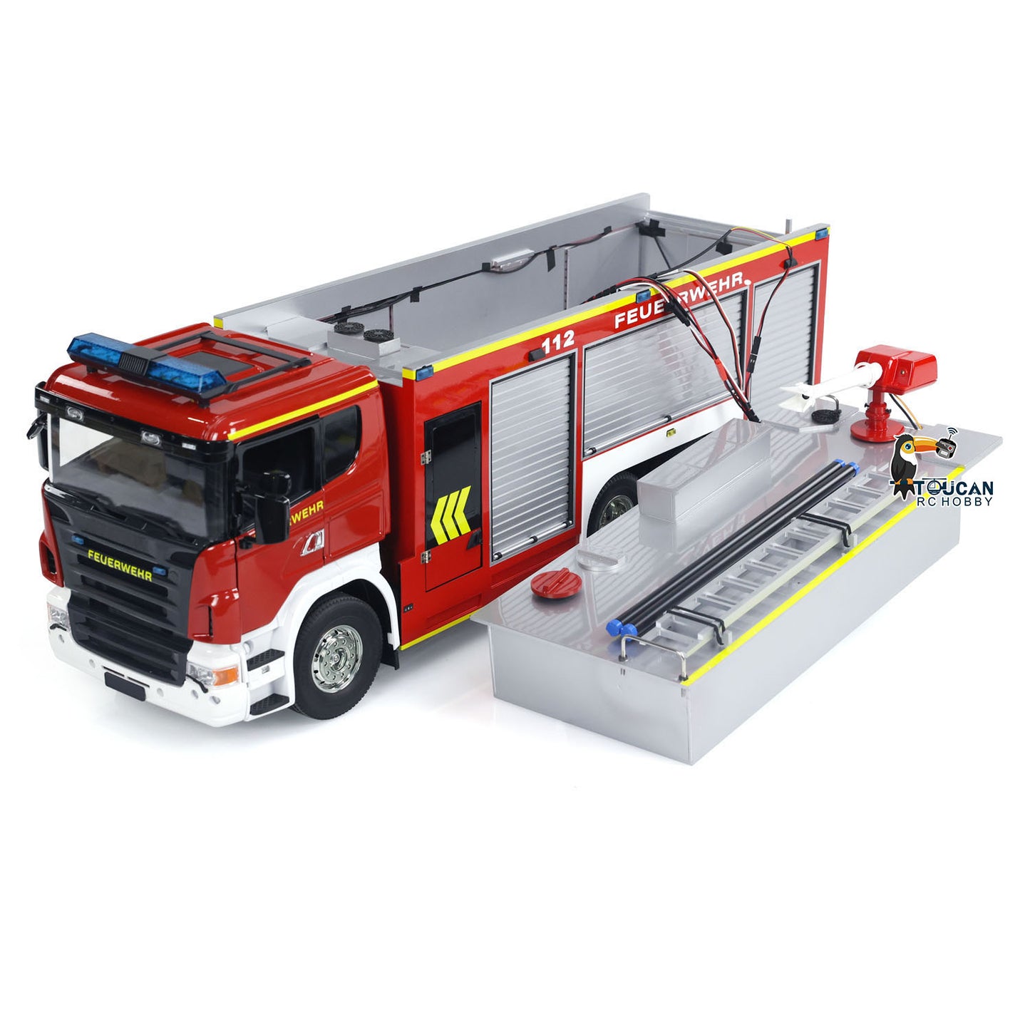 In Stock 1/14 6x4 Metal RC Fire Vehicles PS004 Remote Control Extinguisher Truck Sprinkler Car RTR Hobby Model Lights Sounds I6S Radio System ESC Servo Motor