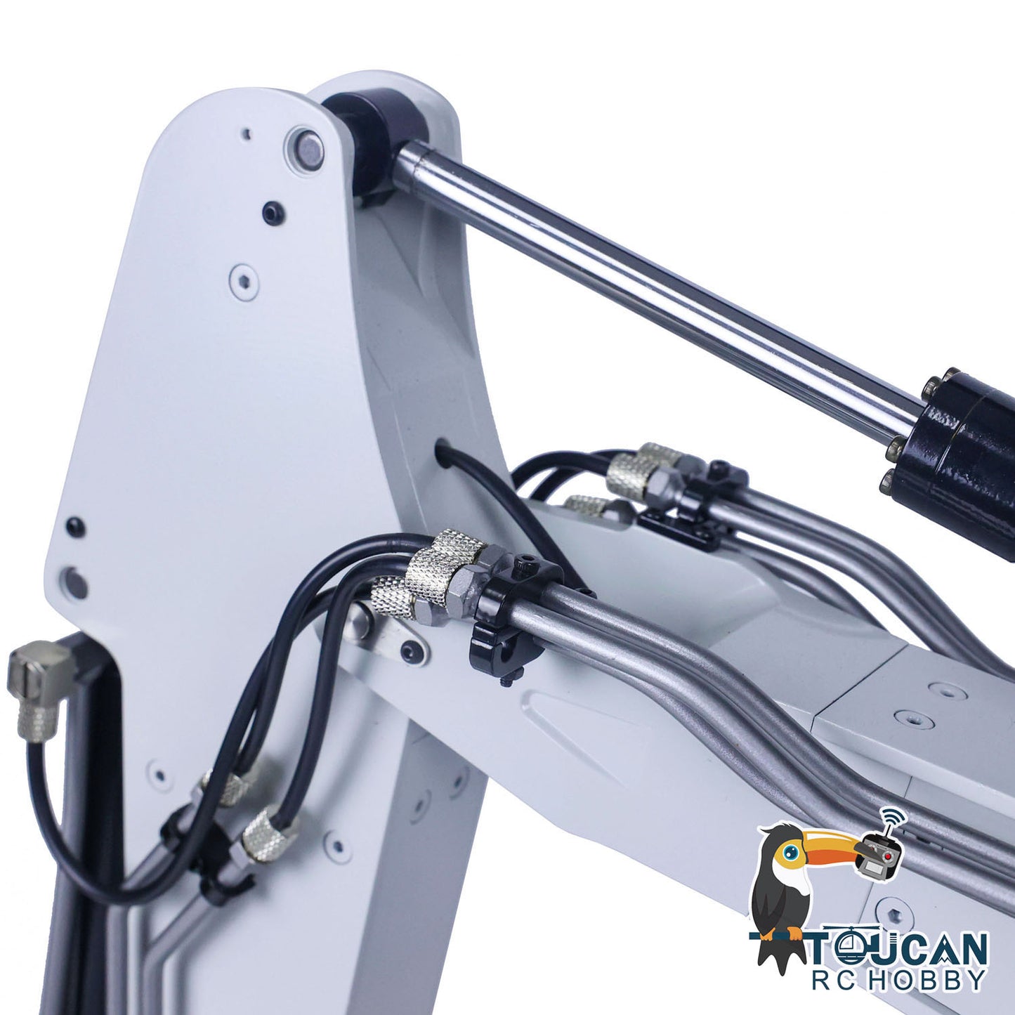 TOUCAN RC HOBBY MTModel 946-3 1/14 Metal RC Hydraulic Excavator Grab Ripper 6-Way Valve Manual Bucket Coupler LCD Screen for Digger Collector