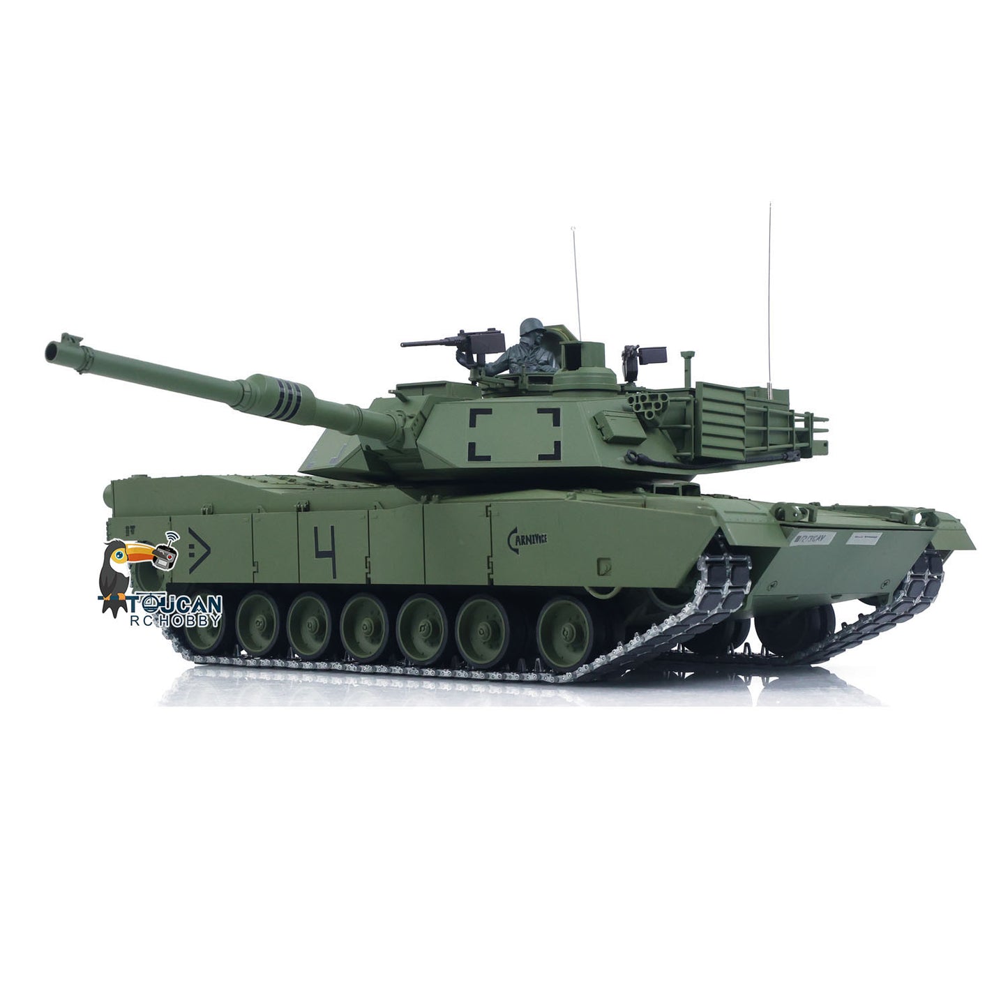 In Stock 1/16 TOUCAN Remote Control Battle Tank 3918 Abrams M1A2 Metal Gearbox 360 Rotation Barrel Recoil Elevation Laser Aiming Light