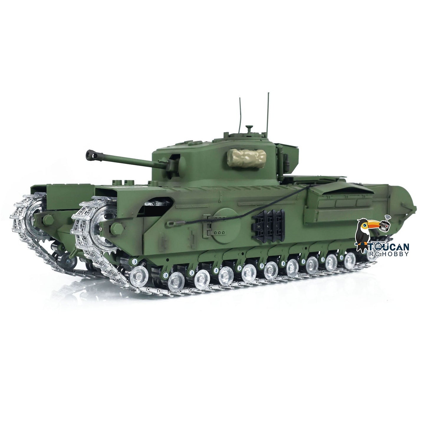 US Stock Tongde 1/16 Military RC Tank Churchill Mk.VII Metal Tracks Wheels Gearbox Infrared Battle Model Radio Control Armored Vehicles Battery
