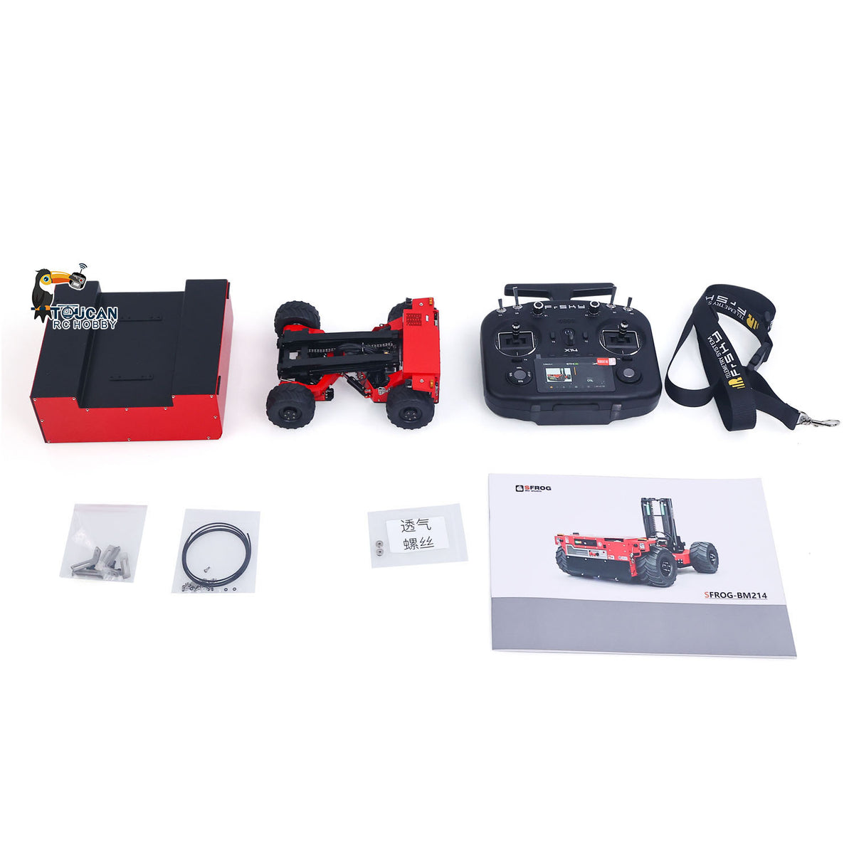 TOUCAN RC HOBBY SFROG BM214 1/14 RTR Metal RC Hydraulic Foldable Forklift 5-Way Valve FrSky X14 Controller Light Sound Storage Box for Model Collectors