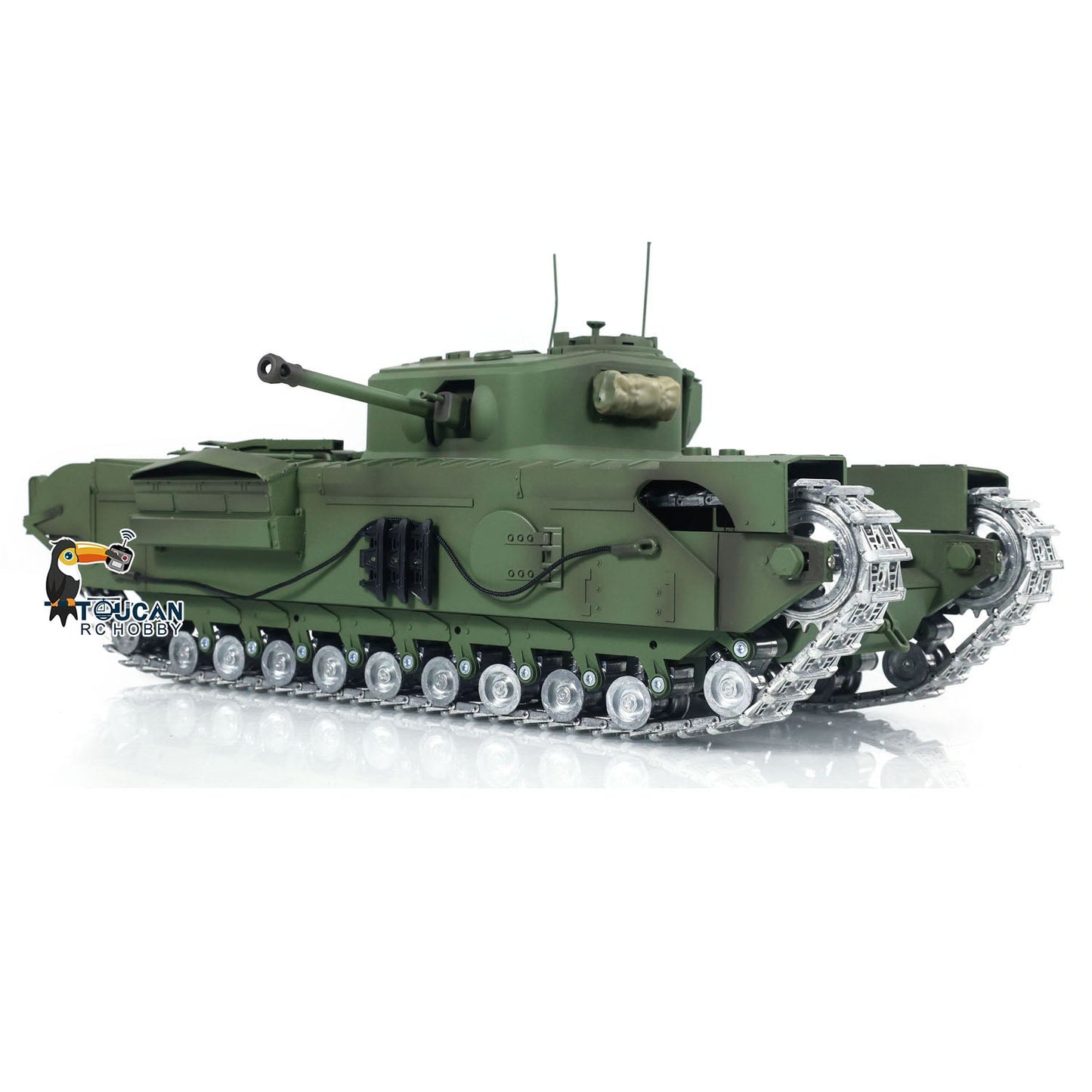 US Stock Tongde 1/16 Military RC Tank Churchill Mk.VII Metal Tracks Wheels Gearbox Infrared Battle Model Radio Control Armored Vehicles Battery