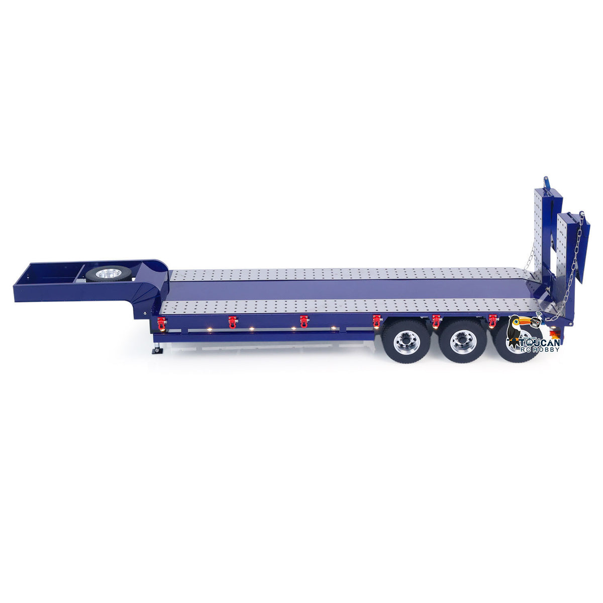 TOUCAN RC HOBBY HHG Model Metal Semi Trailer 3-axles Spring Tailboard Electric Lifting Leg For 1/14 Remote Control Tractor Truck RC Excavator Loader