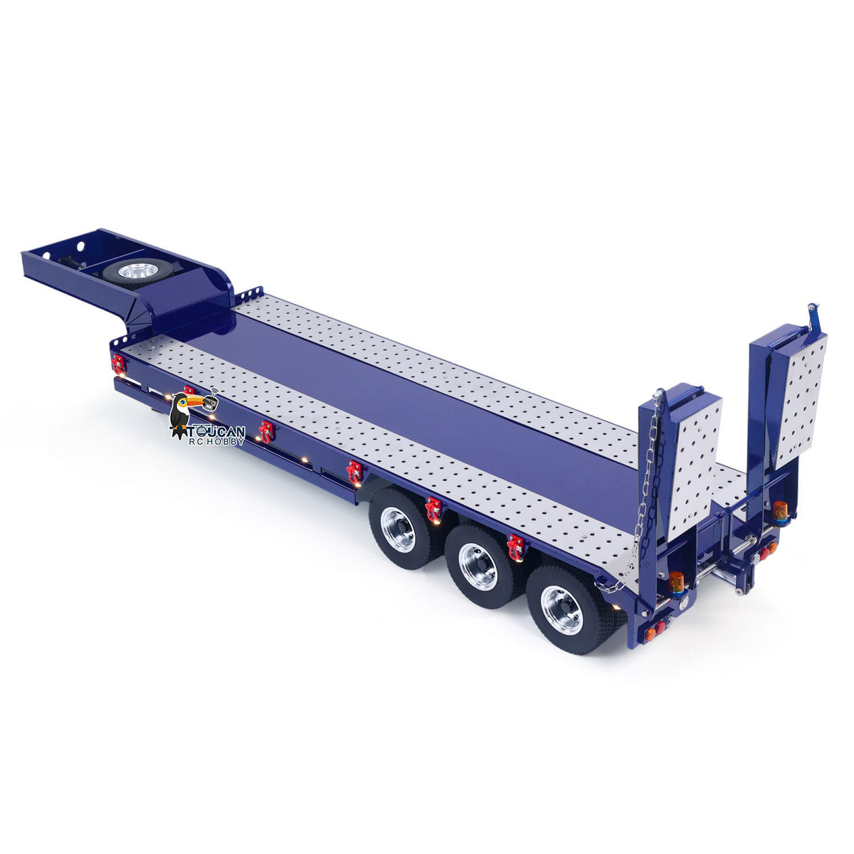 TOUCAN RC HOBBY HHG Model Metal Semi Trailer 3-axles Spring Tailboard Electric Lifting Leg For 1/14 Remote Control Tractor Truck RC Excavator Loader