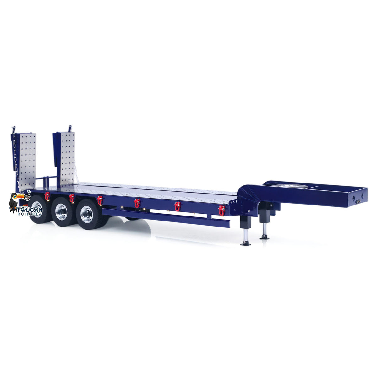 TOUCAN RC HOBBY HHG Model Metal Semi Trailer 3-axles Spring Tailboard Electric Lifting Leg For 1/14 Remote Control Tractor Truck RC Excavator Loader