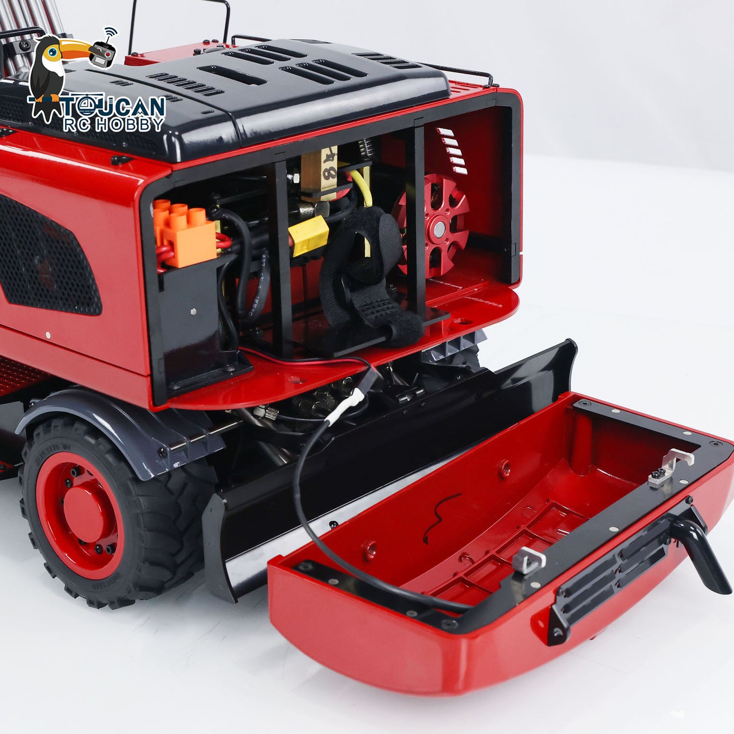 TOUCAN RC HOBBY MTModel 946-3 1/14 Metal RC Hydraulic Excavator Clamshell Bucket 8-ways Reserving Valves Ripper Sound Light for Model Enthusiasts