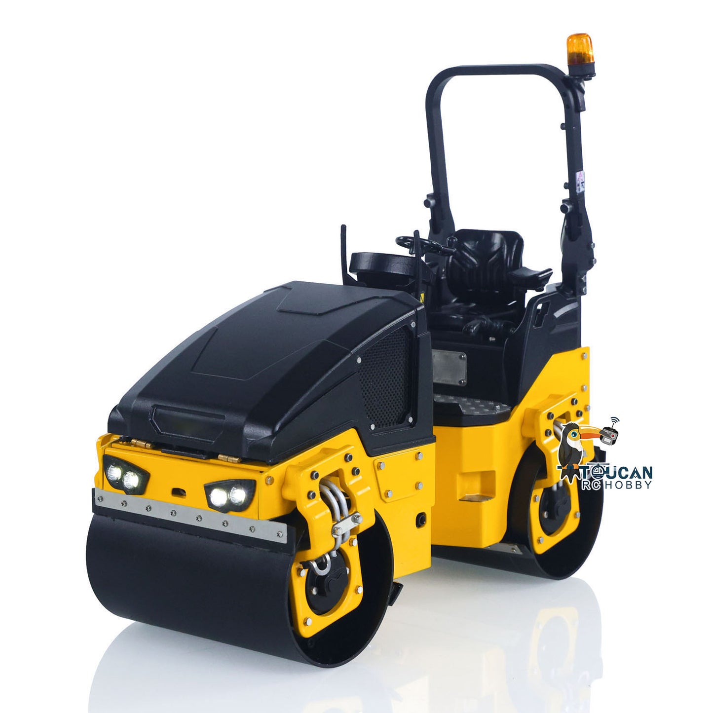 US Stock 1/14 Metal RC Electric Road Roller BOM BW120AD RTR Remote Control Construction Vehicle Model Flysky ST8 Radio Battery Light System