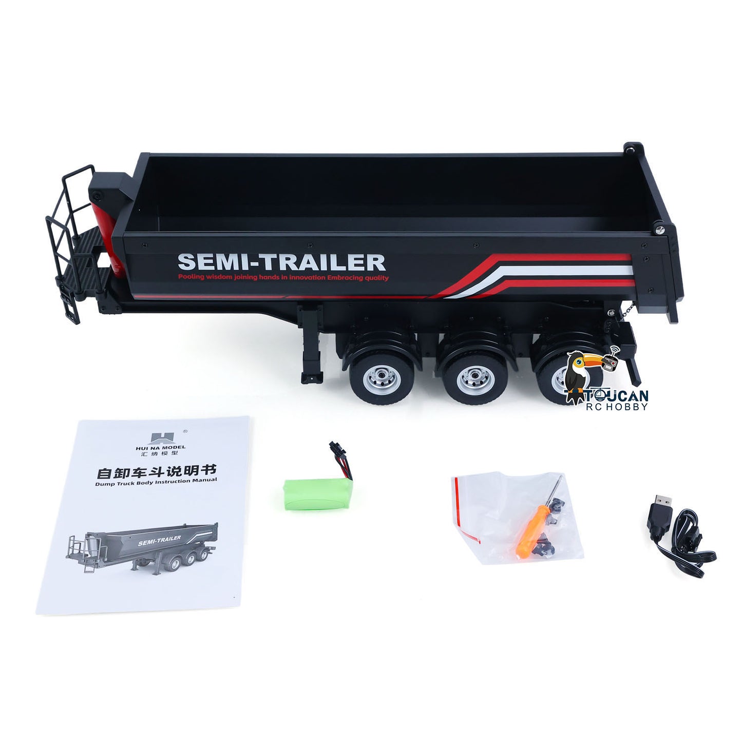 Fast Free Shipping for EU HUINA 1/18 Electric Lifting Remote Control Semi Dump Trailer for RC Tractor Truck 1501 Tail Light Support Leg