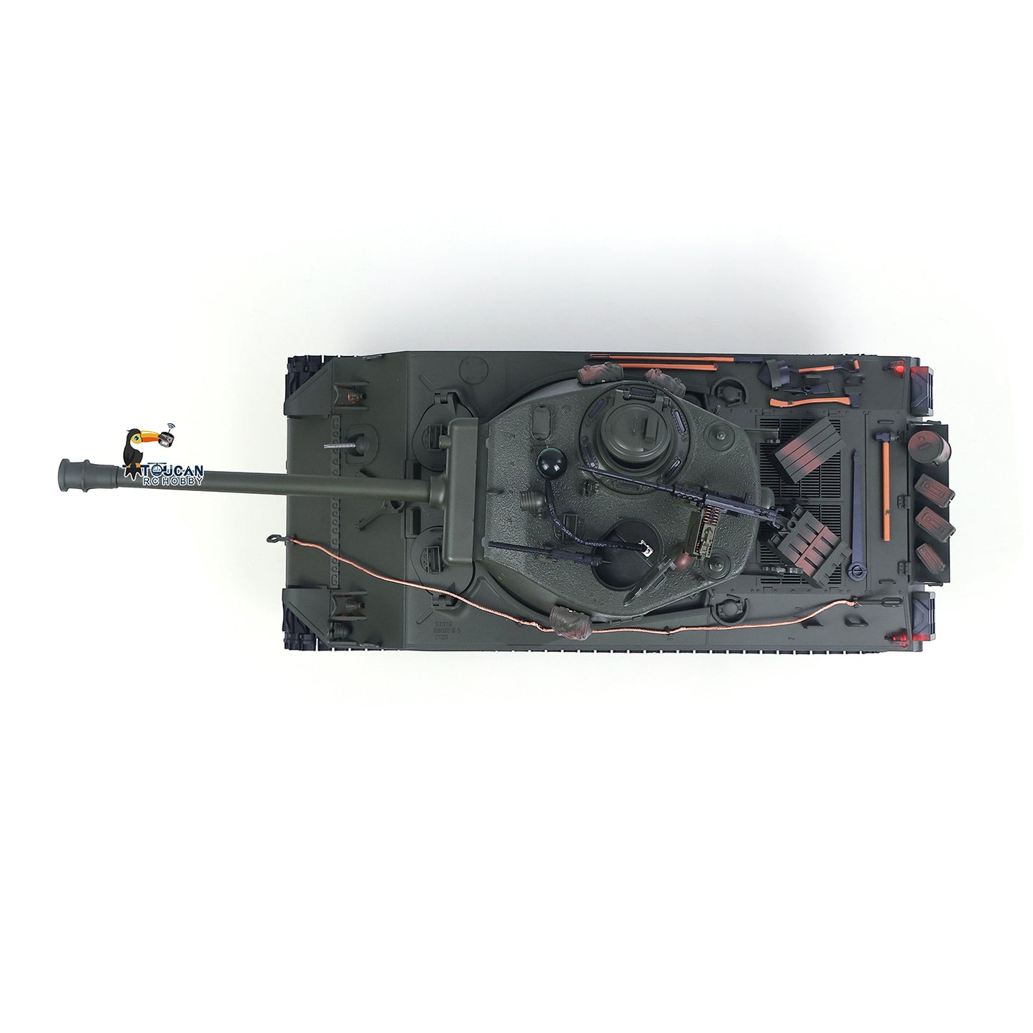 In Stock Large Hatch 1/16 Remote Control Tank Sherman M4A3 Infrared System Barrel Elevation Smoke Unit Metal Chassis Gearbox 360 Degrees Turret