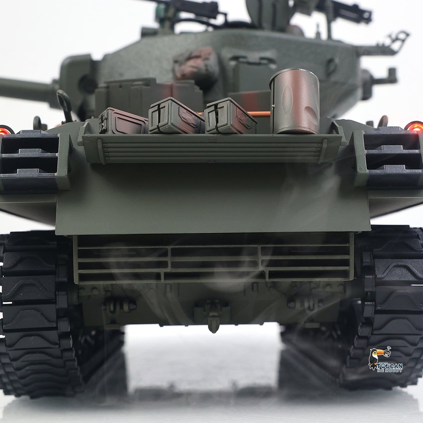 In Stock Large Hatch 1/16 Remote Control Tank Sherman M4A3 Infrared System Barrel Elevation Smoke Unit Metal Chassis Gearbox 360 Degrees Turret